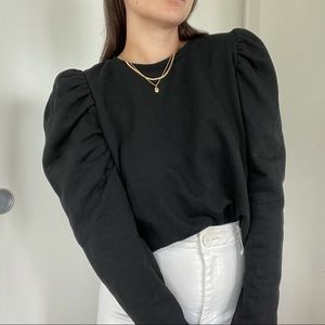 ZARA Puff Shoulder Black Sweatshirt